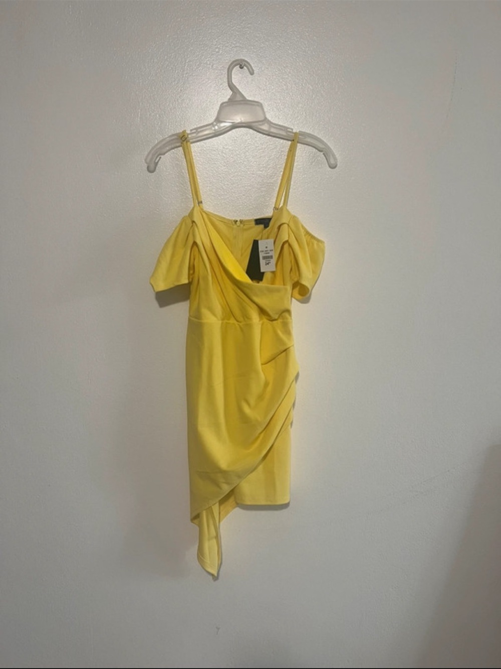 Yellow Asymmetrical Cold-Shoulder Mini Dress